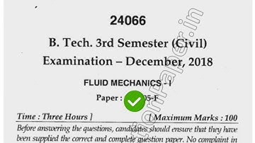 2018 Mdu BTech Civil 3rd Sem Fluid Mechanics Question Paper