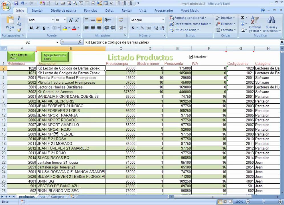 Formato De Inventario En Excel