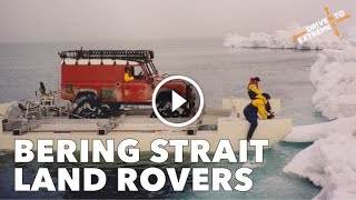 Amphibious Land Rovers on the Bering Strait