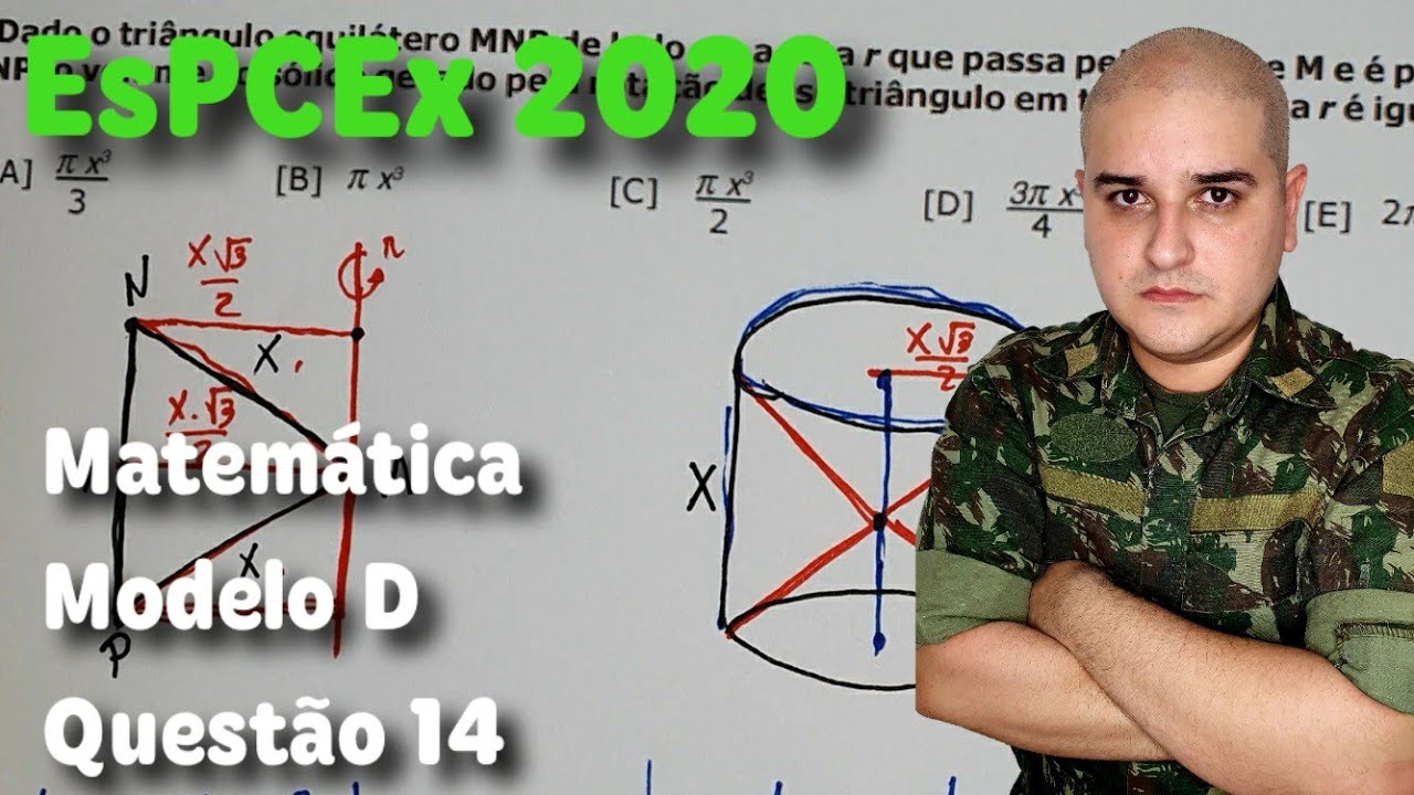 EsPCEx 2020 Matemática - Modelo D - Questão 14 - Dado o triângulo equilátero MNP de lado x e a reta