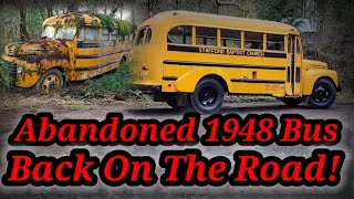 ( 17th Video ) Abandoned 1948 Ford F5 Church Bus is Back on the Road and Driving! Let's GO!!!