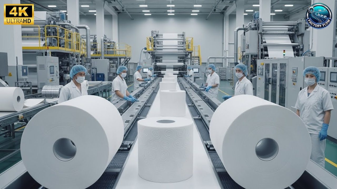 Inside a Modern Toilet Paper Factory: From Raw Pulp to Soft Paper Rolls (Full Process)