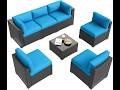 Aoxun Patio Furniture Set, 7 Piece Outdoor Patio Furniture with Waterprool Cover, Wicker Rattan