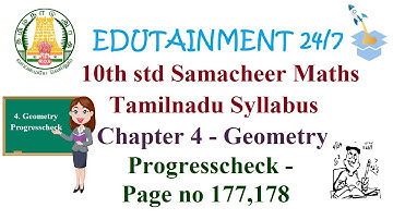 10th std Maths|TN Samacheer Syllabus|Chapter 4|Geometry|Progresscheck - Page no 177, 178
