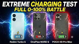 Redmi Turbo 5 vs OnePlus NORD 6 vs POCO X8 Pro Max - FULL Charging Test! ⚡