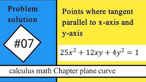 How to|tangent parallel to x-axis and y-axis 25x^2+12xy+4y^2=1@Educationalinfo786