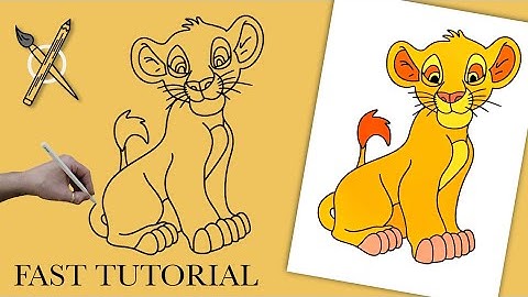 HOW TO DRAW SIMBA FROM LION KING! EASY STEP BY STEP TUTORIAL! FAST SPEED DRAWING