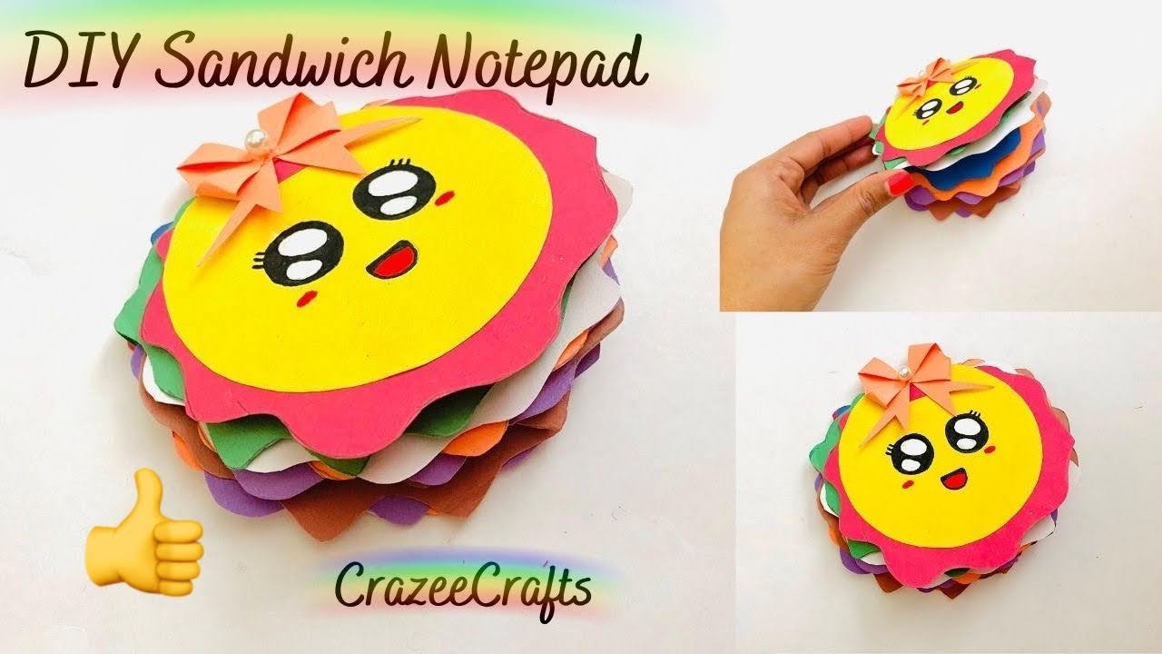 DIY Cute Sandwich Notepad for kids Paper Crafts School supplies hacks