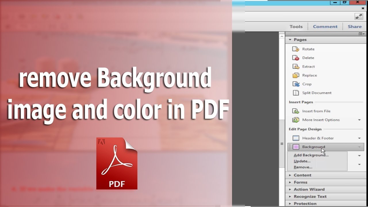 How to remove PDF Background image and color by using adobe Acrobat Pro -  YouTube