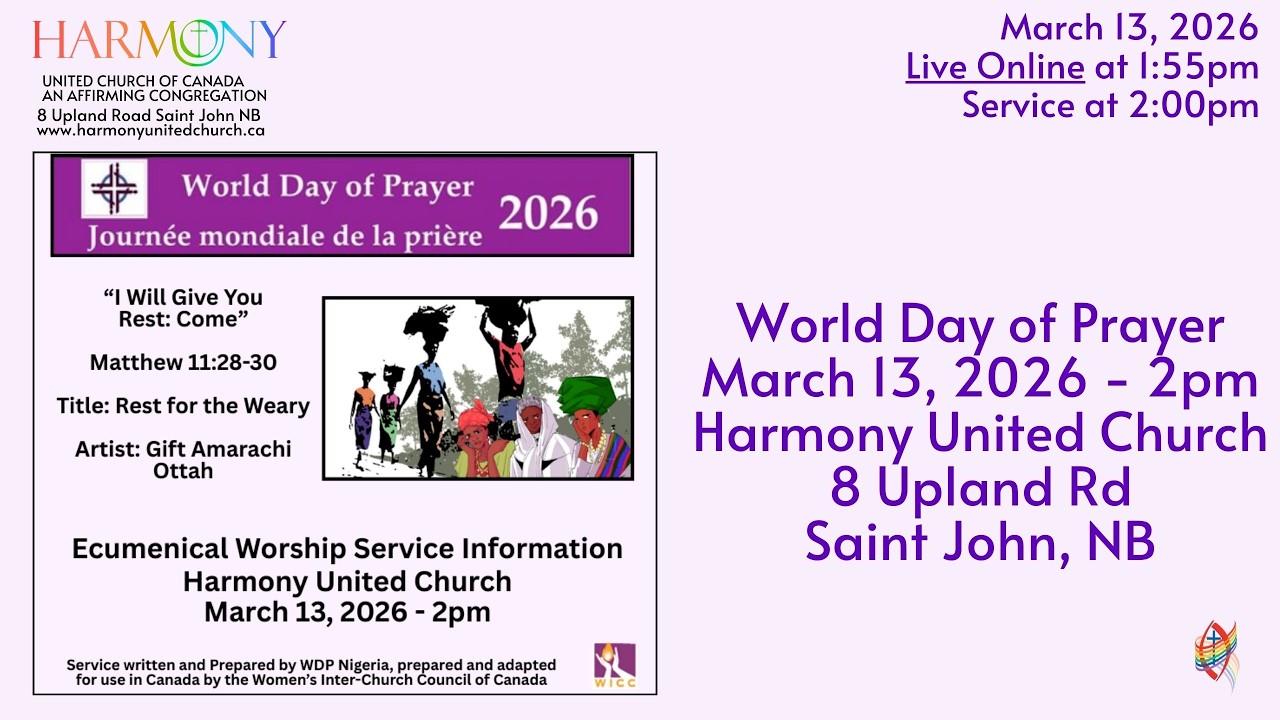 March 13, 2026 World Day of Prayer at Harmony United Church, Saint John, NB
