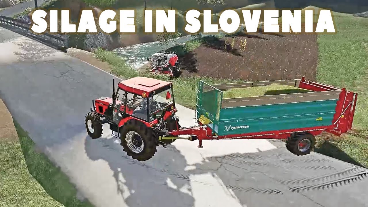 Corn Silage Harvest on small farm in Europe.