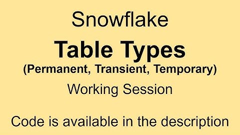 Snowflake - Table Types - Working Session