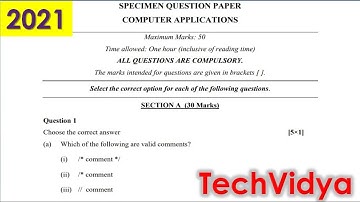 SEMESTER 1-  ICSE 10 COMPUTER APPLICATION SPECIMEN PAPER SOLVED WITH EXPLAINATION | TechVidya |