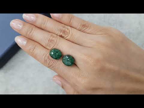 Colombian Vivid Green trapiche emeralds in cabochon cut 11.38 ct Video  № 1