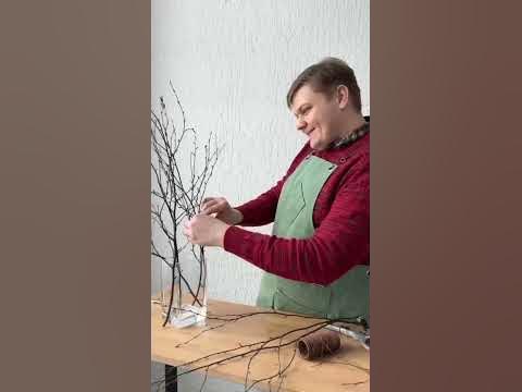 Объемная цветочная композиция с ветками своими руками - YouTube