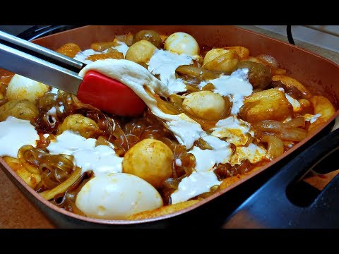 Cheesy Spicy Korean Glass Noodles with Rice cakes | How to Make Spicy Korean GLASS NOODLES