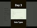 Data types Day 3 Python Full Stack web Development series #python #virelpost #virelshorts