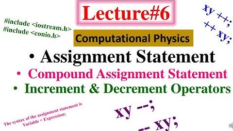 Assignment Statement | Compound Assignment Statement | Increment and Decrement Operator in C++