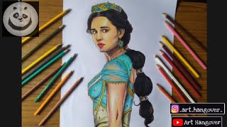 Sketching Of Princess Jasmine Naomi Scott Aladdin