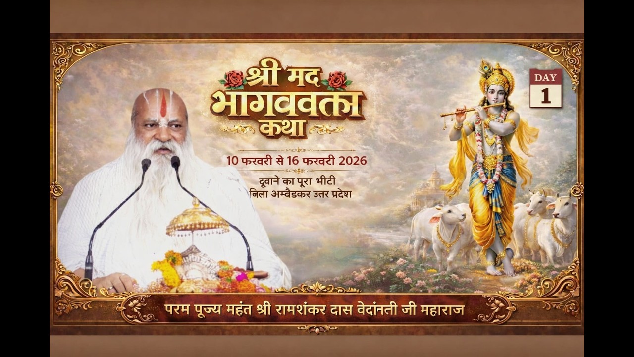 🔴DAY 01श्री मद्भागवत | कथा महंत पं.श्रीरामशंकरदास वेदांती जी महाराज दूबाने का पूरा भीटी, अंबेडकरनगर,