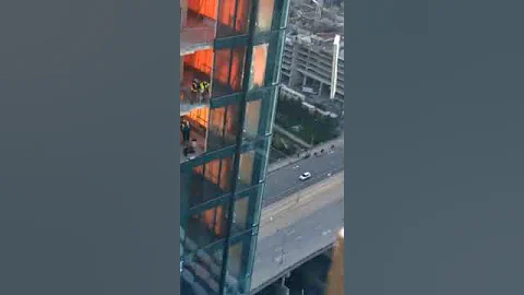 Building's glass breaks during construction.