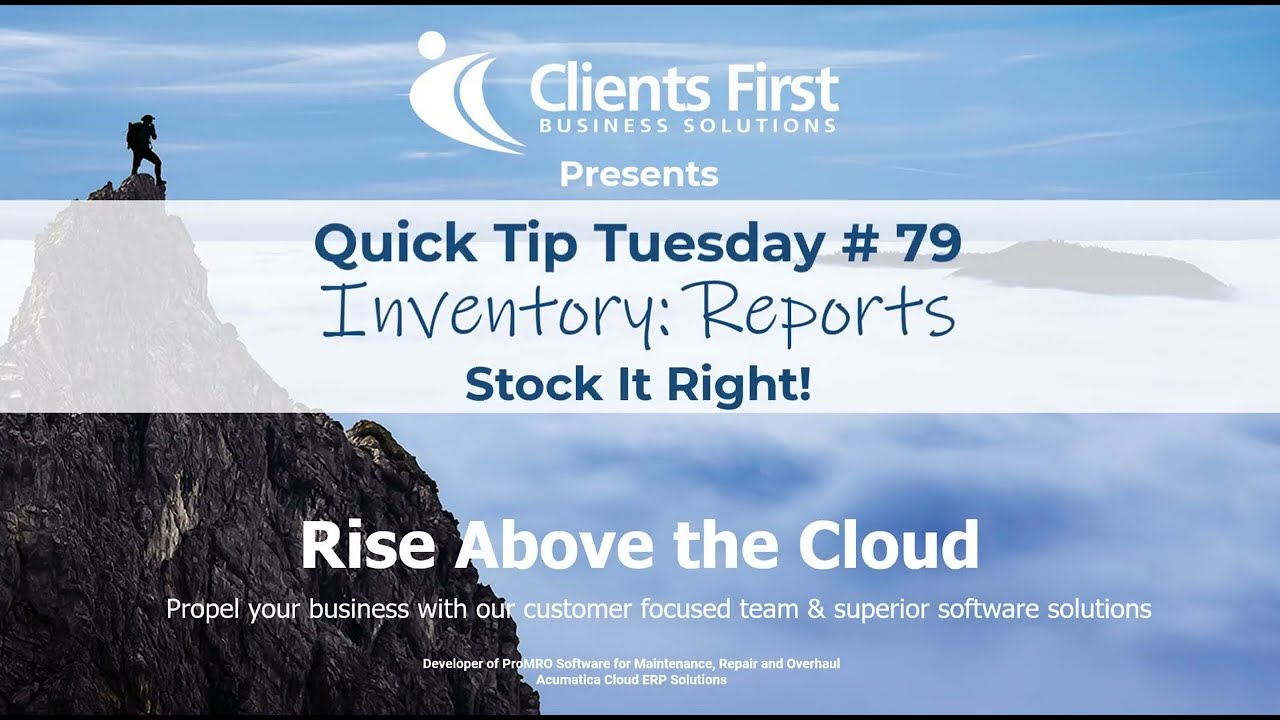 Acumatica Cloud ERP Tip 79: Acumatica Inventory Management - Inventory Report Review