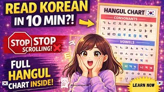 Learn Korean Alphabet | Complete Hangul Chart with Pronunciation (Beginner Friendly)#annyeongverse