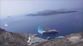 Steep Bus Views over the Mediterranean Sea from Greek Island of Santorini