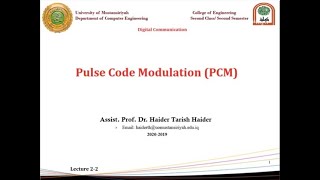 Lecture 2: Pulse Code Modulation (PCM)