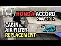 Honda Accord - Cabin Air Filter Replacement - 2008-2012