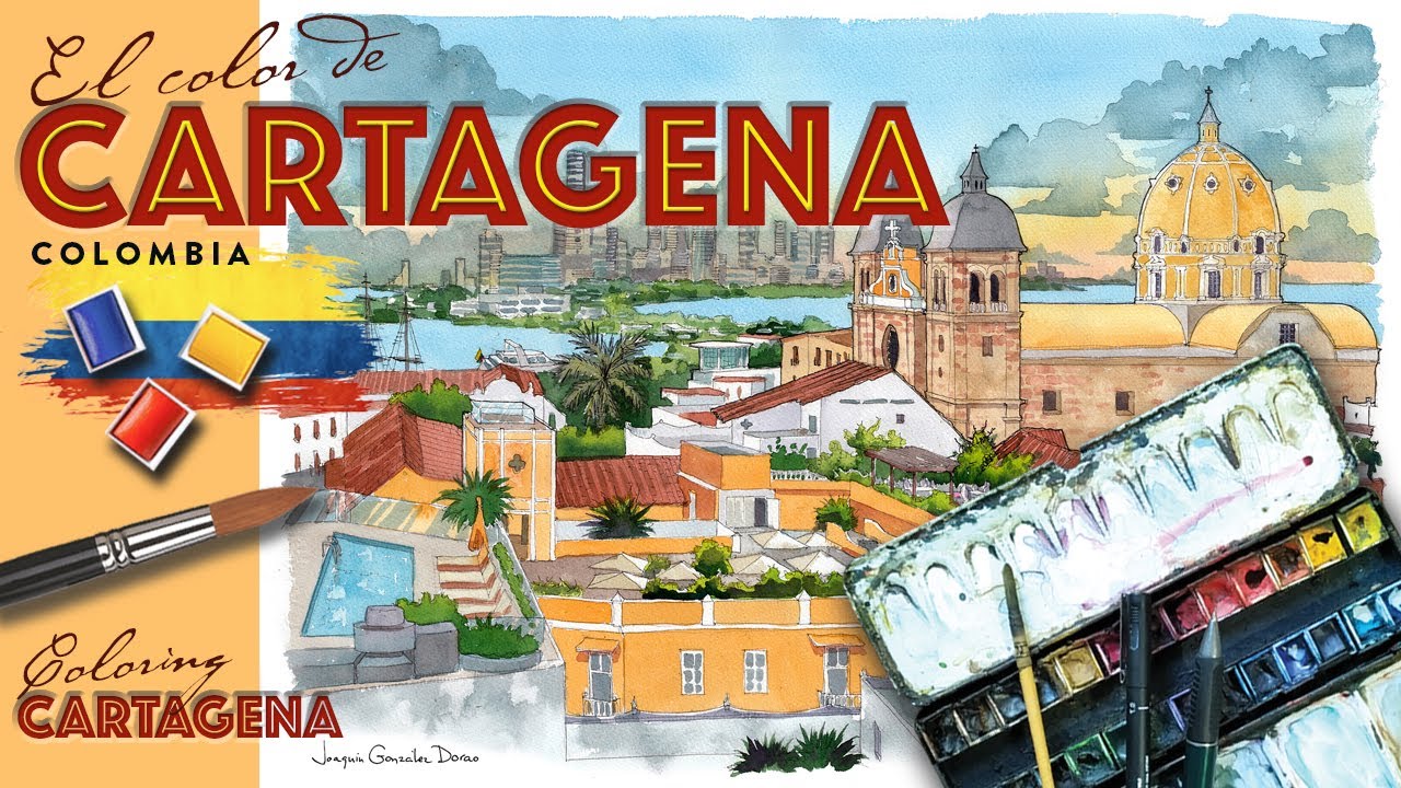 Doy color🎨 paso a paso en acuarela a este dibujo de Cartagena. Step by step watercolor of Cartagena.