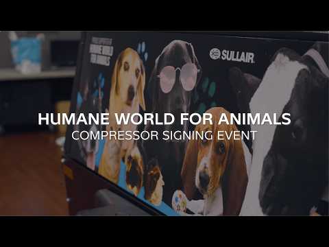 Hitachi Global Air Power Compressor Signing Event Benefits Humane World for Animals & ARA Foundation