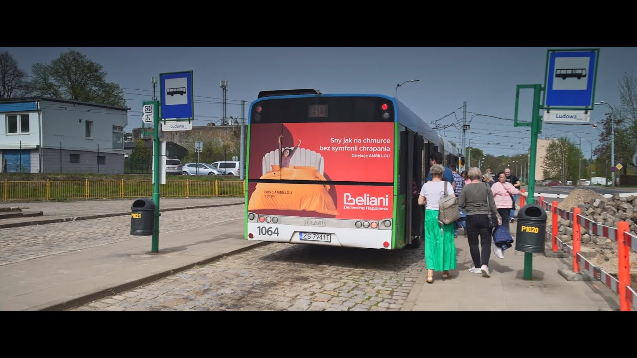 Poland, Szczecin, bus 80 ride from Ludowa to Przyjaciół Żołnierza