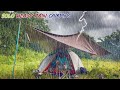 Solo camping in heavy rain thunder in forest        india camping with santanu