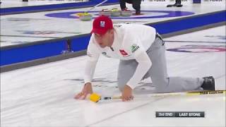 In-off double against 3 by John Shuster: game-saving shot (WMCC 2019)