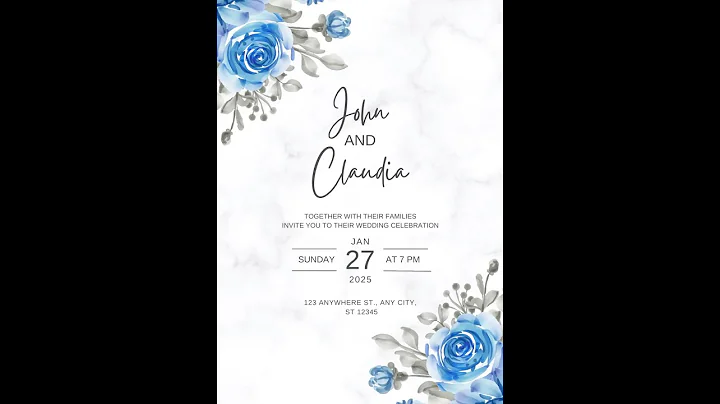 Digital Wedding Invitation with RSVP | Blue Minimalist Floral The Wedding Invitation | evites.me