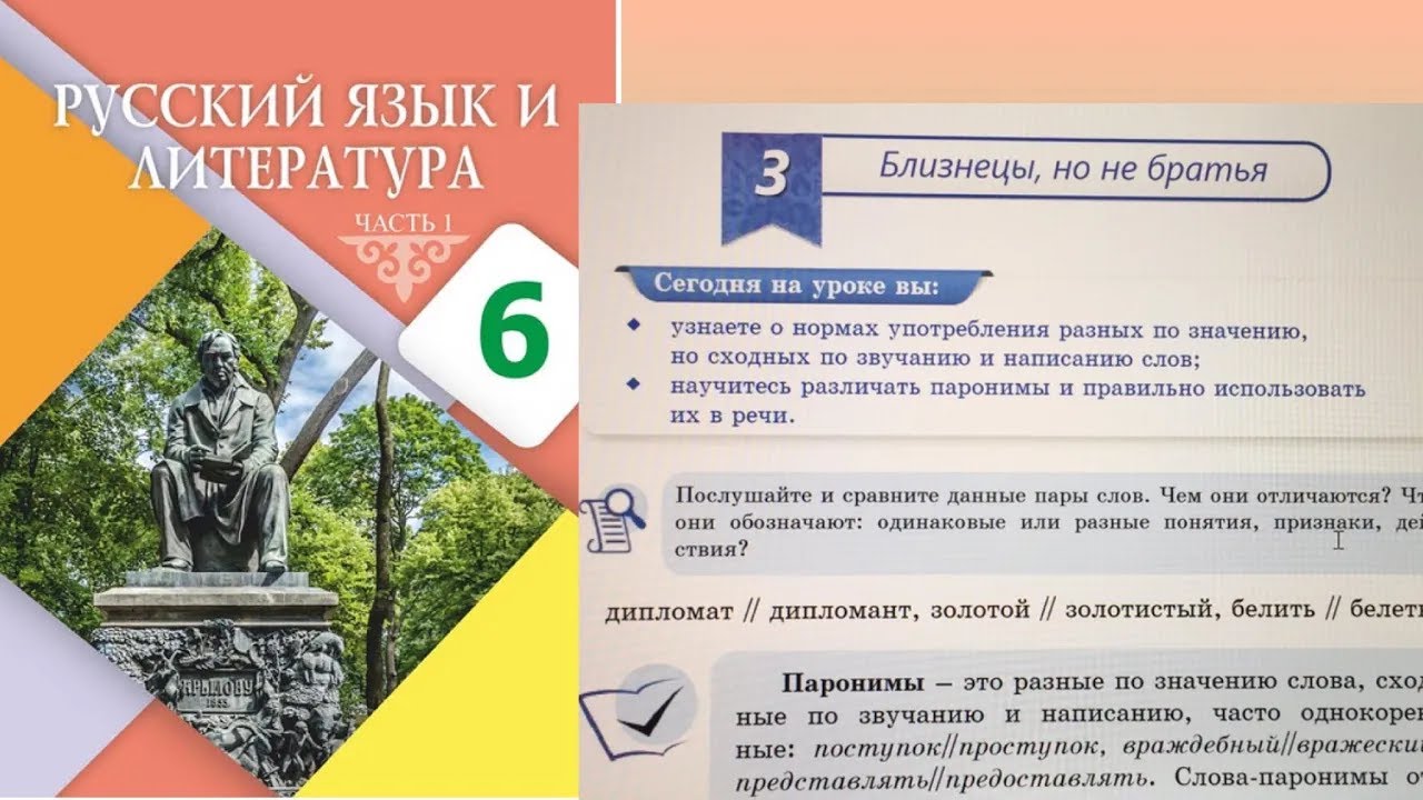 Русский язык 6 класс 3 Урок Близнецы, но не братья. Орыс тілі 6 сынып 3 ...