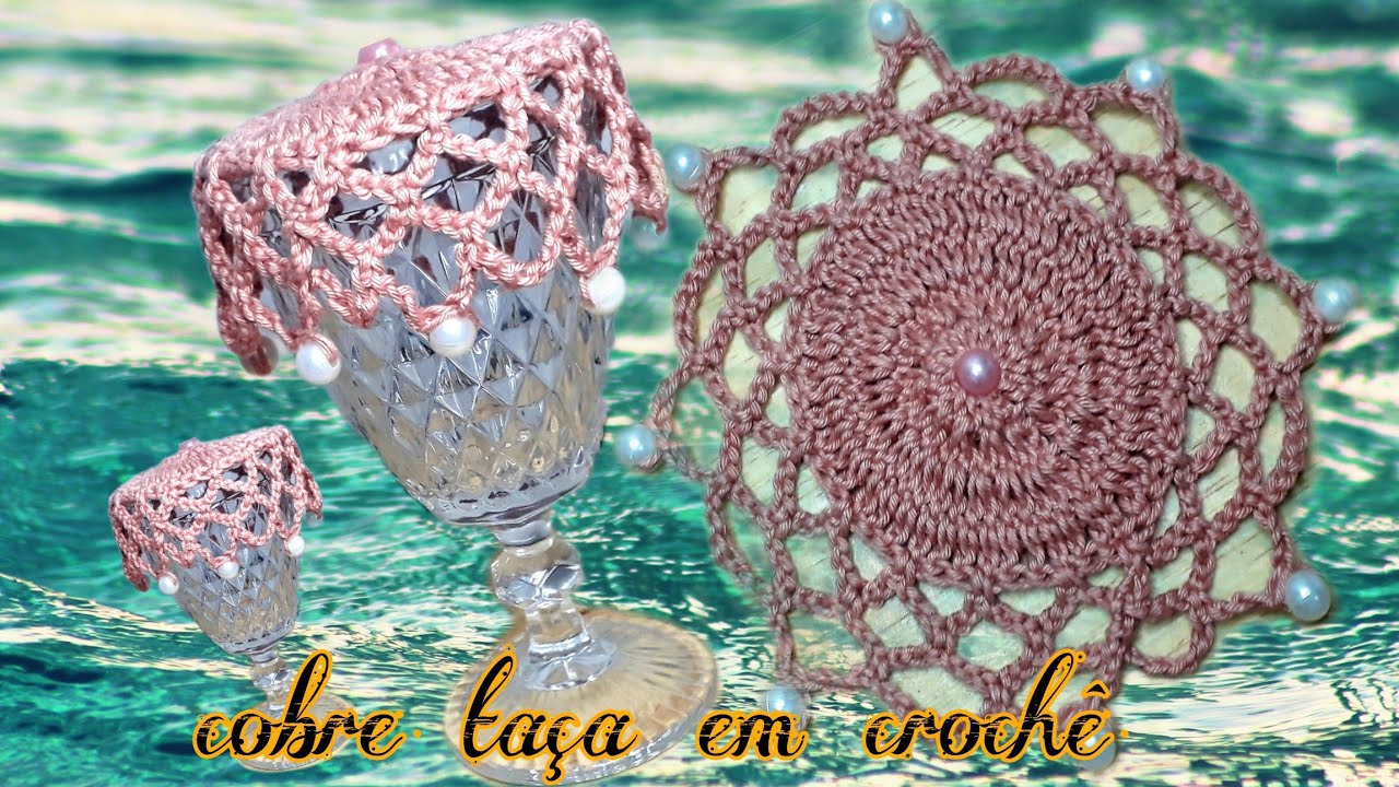 Cobre taça em crochê 🍷🍷- Marta Artesã