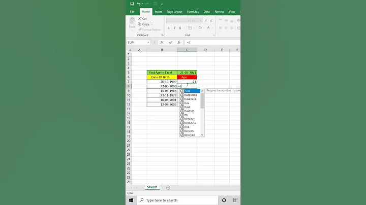 How to calculate age using Date Of Birth in Excel | Excel shortcut tips with S Talk