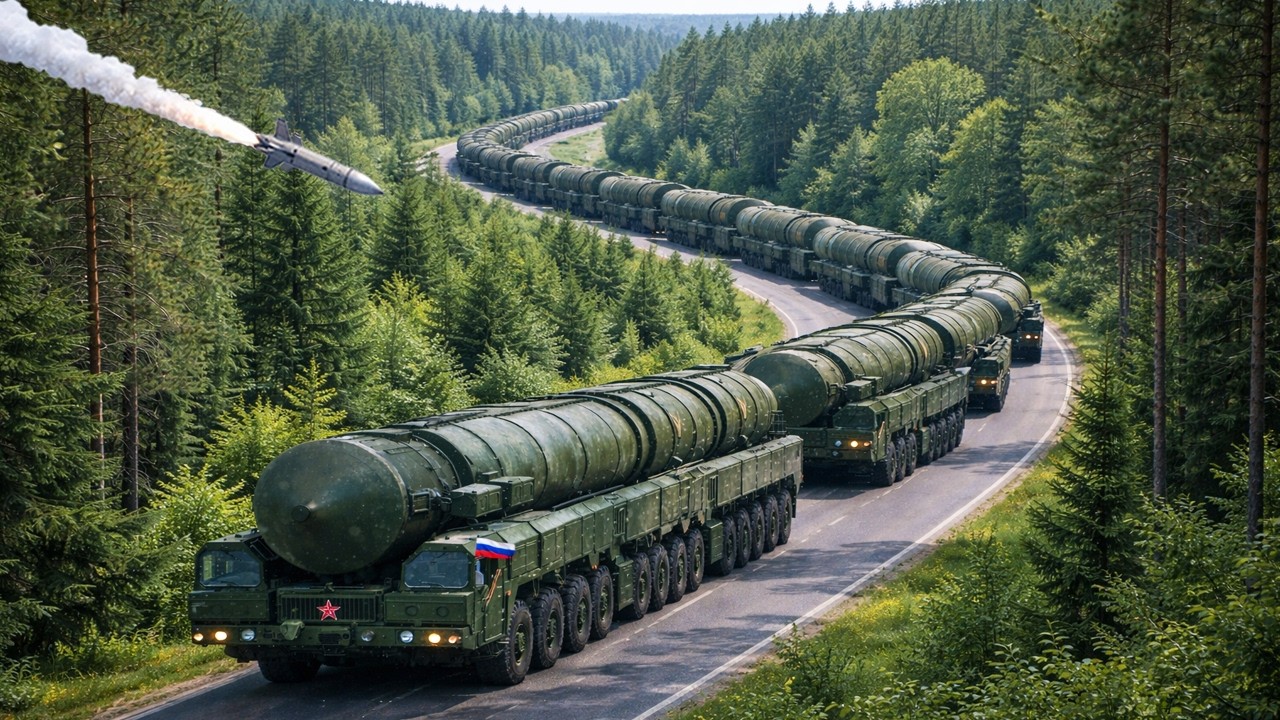 Ukraine HIT Giant Russian Ballistic Missile Launcher Column — Then Melt It Down by Missiles