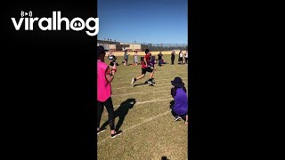 Mom Falls Face-First at Relay Race || ViralHog @viralhog