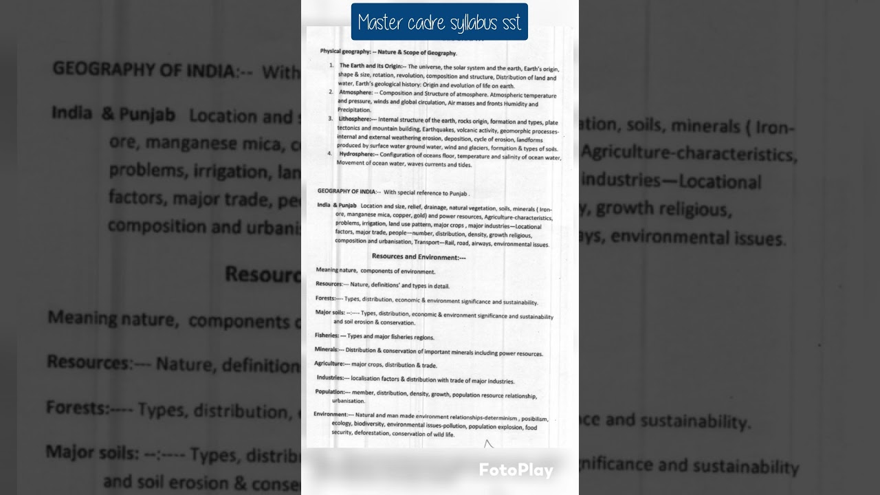 Master cadre sst syllabus 