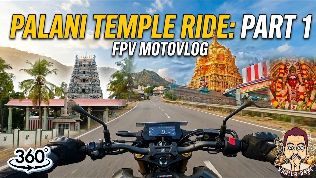 Palani Temple Ride FPV 🏍️ | 6 Ancient Temples in One Day | Honda CB300F Motovlog [Part 1] 360 degree