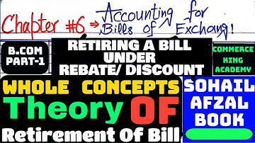 Retiring A Bill Under Rebate/ Discount:Concepts,Theory. Chapter#6 BOE,Sohail Afzal Book,B.com Part.1