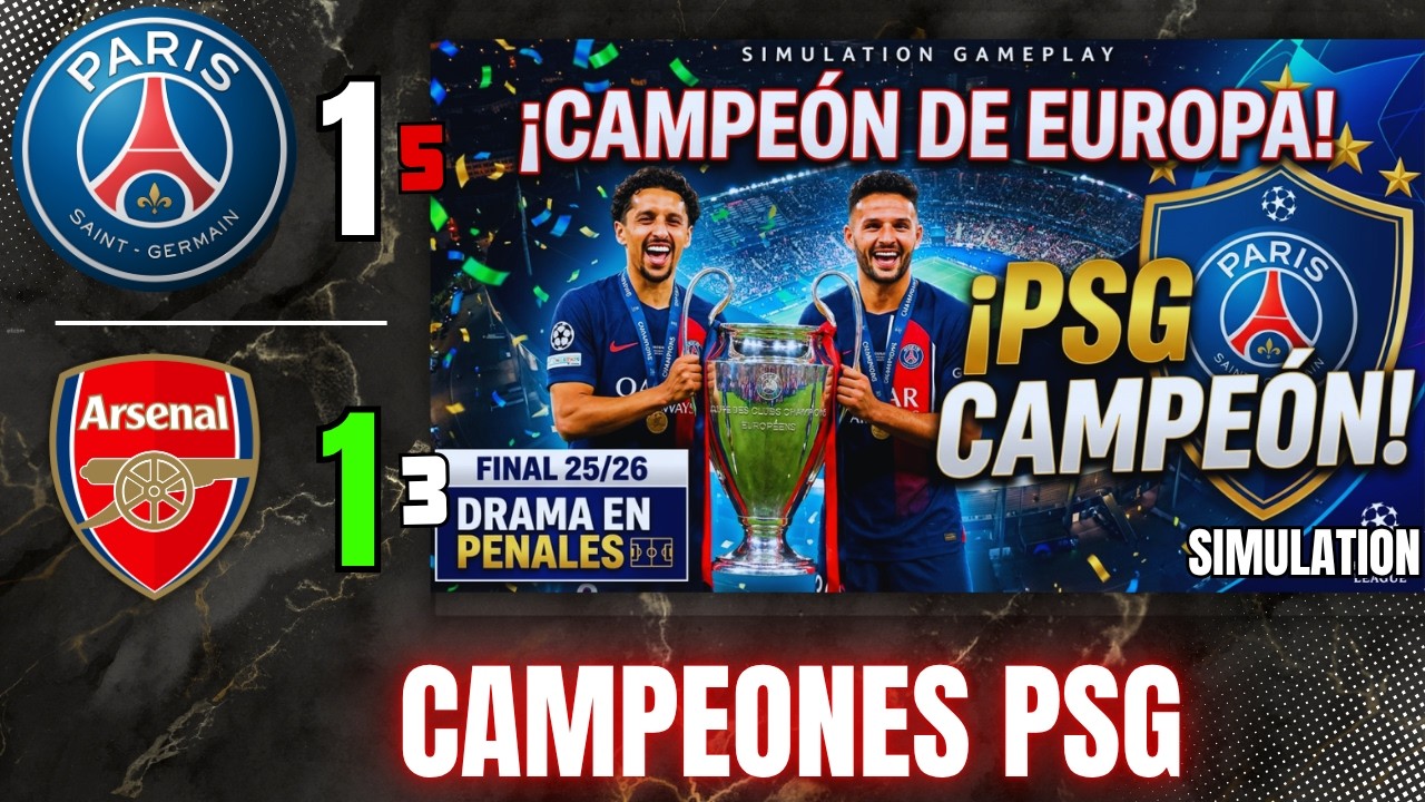 ¡HISTÓRICO! PSG vence al Arsenal en PENALES y es CAMPEÓN de la Champions League [Gameplay Realista]