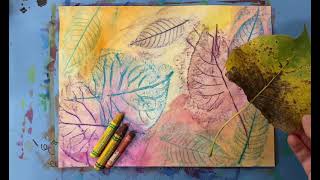 Oil pastel detail on texture rubbing