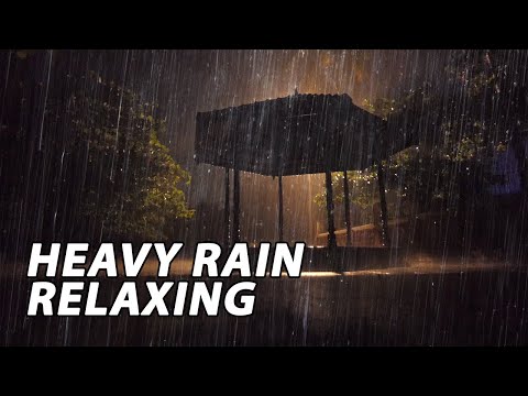 Listen & Sleep Instantly with Heavy Rain and Thunder on Roof of Cabin at Night