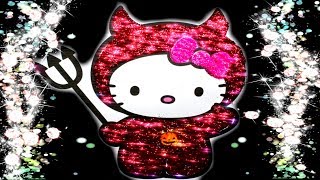 Şeytan Hello Kitty nin Kırmızı Kostüm Kıyafeti Parlıyor !! Sevimli Boyama Sayfası