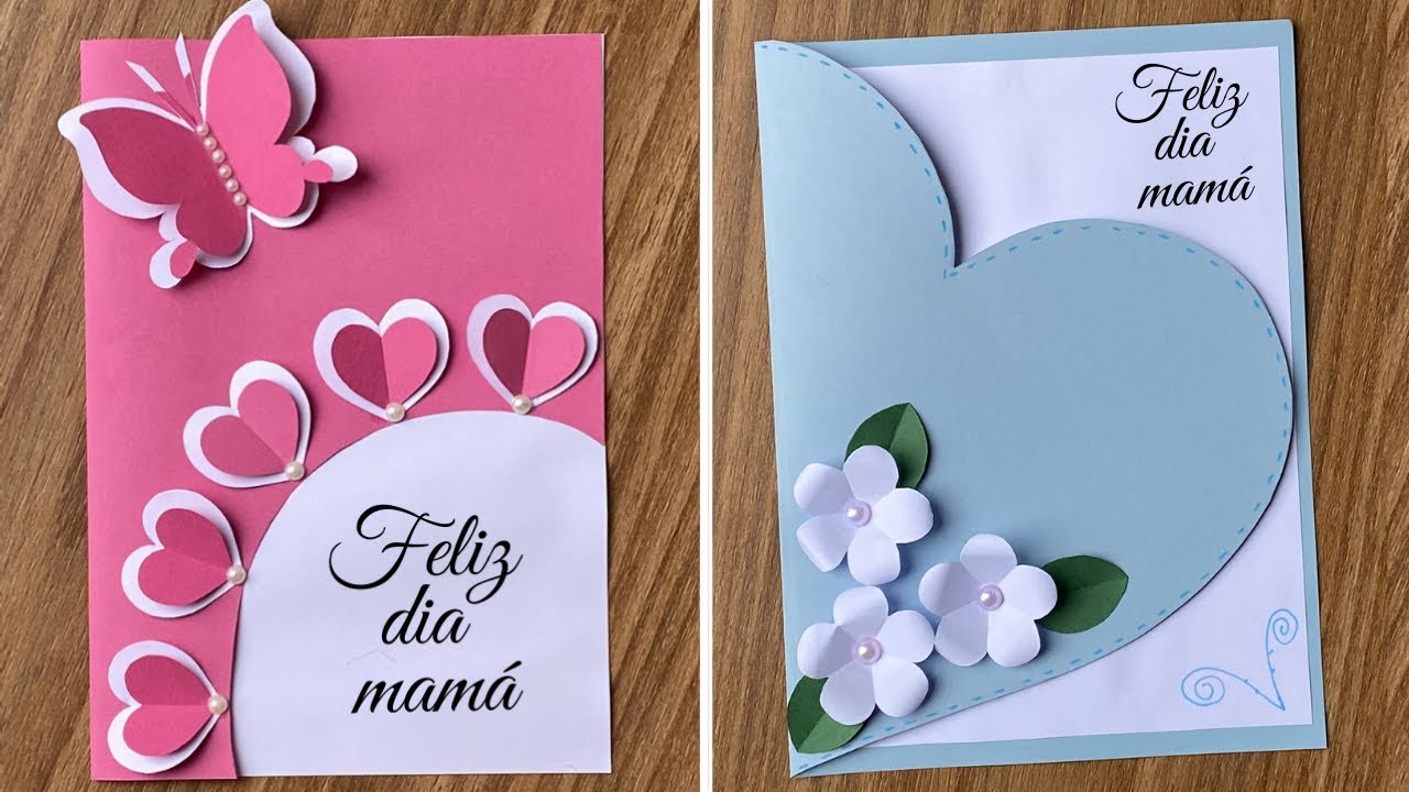 Tarjeta Día de la Madre Fácil y Bonita 💖 Con Corazón y Flores | Paso a Paso