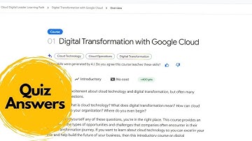01 Digital Transformation with Google Cloud (All Quiz) | Quiz Answers